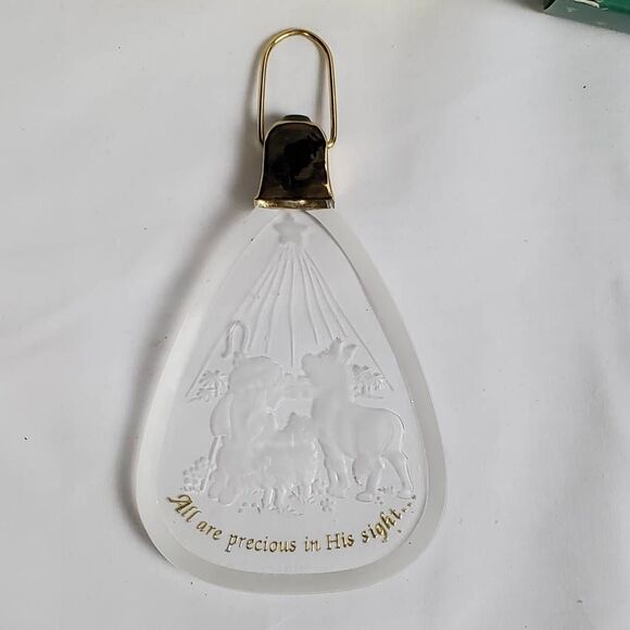Vintage Hallmark Lighted Ornament “All Are Precious” Frosted Glass Plug-In Chris - Picture 1 of 6